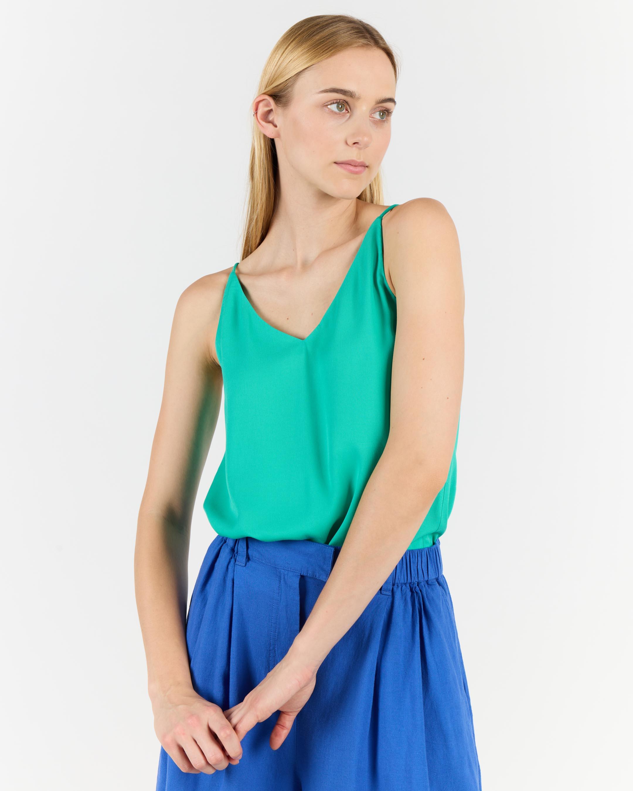 Wemoto Karine Peacock Viscose Top Damen Trägertop grün